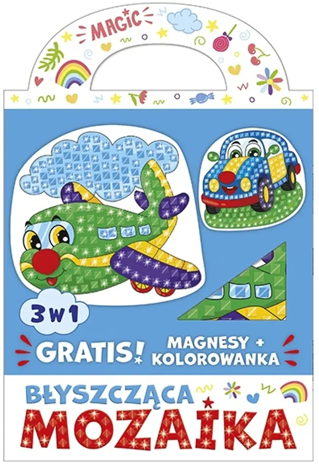 ⁨Błyszcząca Mozaika Magnesy Samolot i auto Gratis Kolorowanka⁩ w sklepie Wasserman.eu