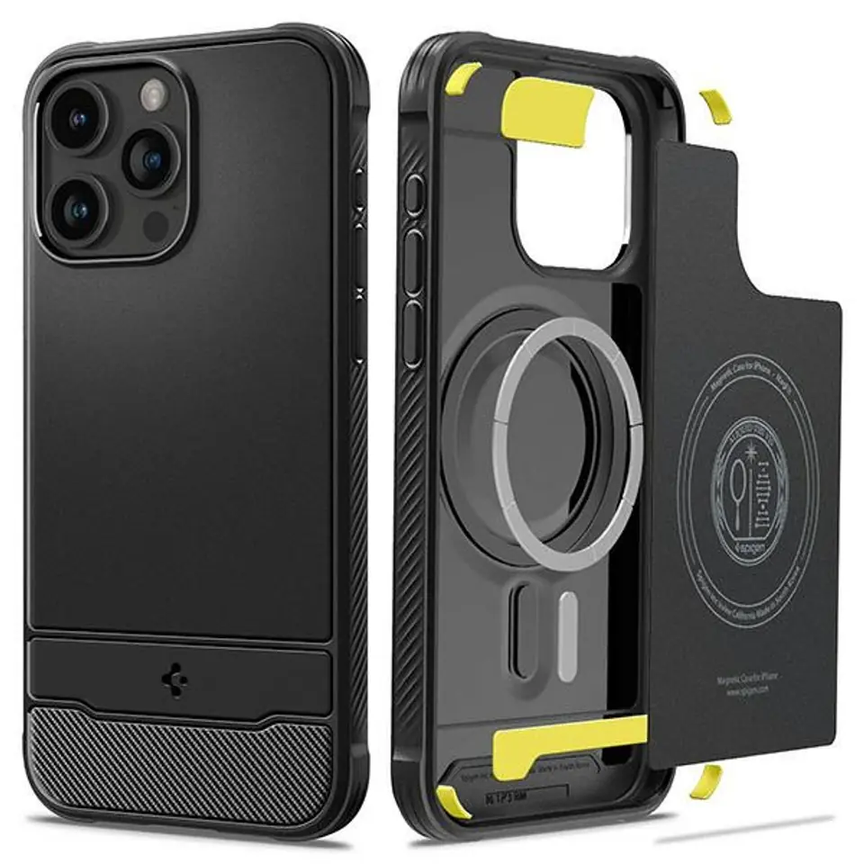 ⁨Spigen Rugged Armor MAG iPhone 15 Pro 6,1" Magsafe czarny/matte black ACS06703⁩ w sklepie Wasserman.eu