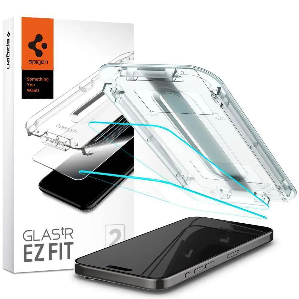 ⁨Szkło Hartowane APPLE IPHONE 15 PRO Spigen Glas.tr "EZ Fit" 2-Pack Clear⁩ w sklepie Wasserman.eu