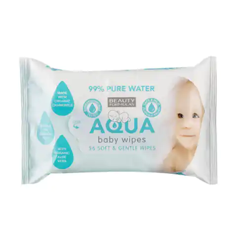⁨Beauty Formulas Chusteczki Nawilżane 99% Aqua 56szt.⁩ w sklepie Wasserman.eu