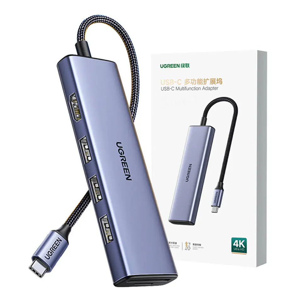 Adapter HUB UGREEN CM511 USB-C do HDMI, 3x USB-A 3.0, SD/TF w sklepie Wasserman.eu