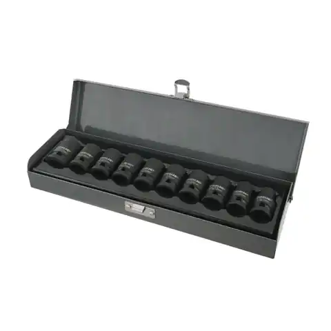 ⁨18490 Udarowe klucze nasadowe 1/2 cala, zestaw 10 elementów, 10-22mm, CrMo⁩ w sklepie Wasserman.eu