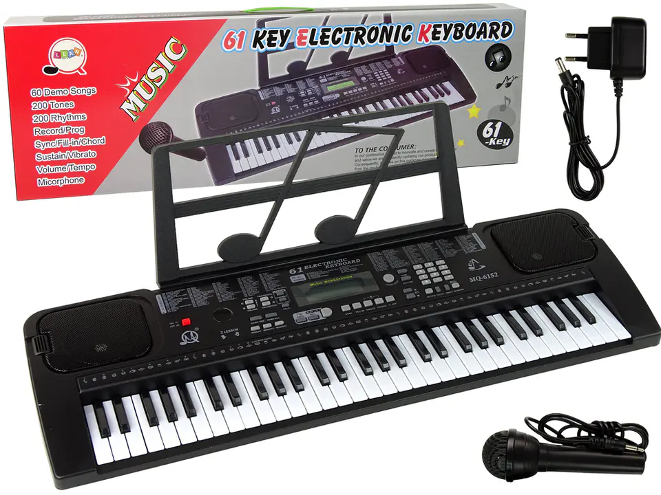 ⁨Keyboard Z Mikrofonem Instrument Muzyczny Czarny⁩ w sklepie Wasserman.eu