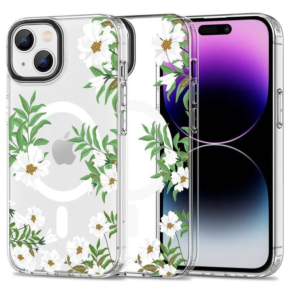 ⁨Etui APPLE IPHONE 15 Tech-Protect MagMood MagSafe Spring Daisy transparentne⁩ w sklepie Wasserman.eu