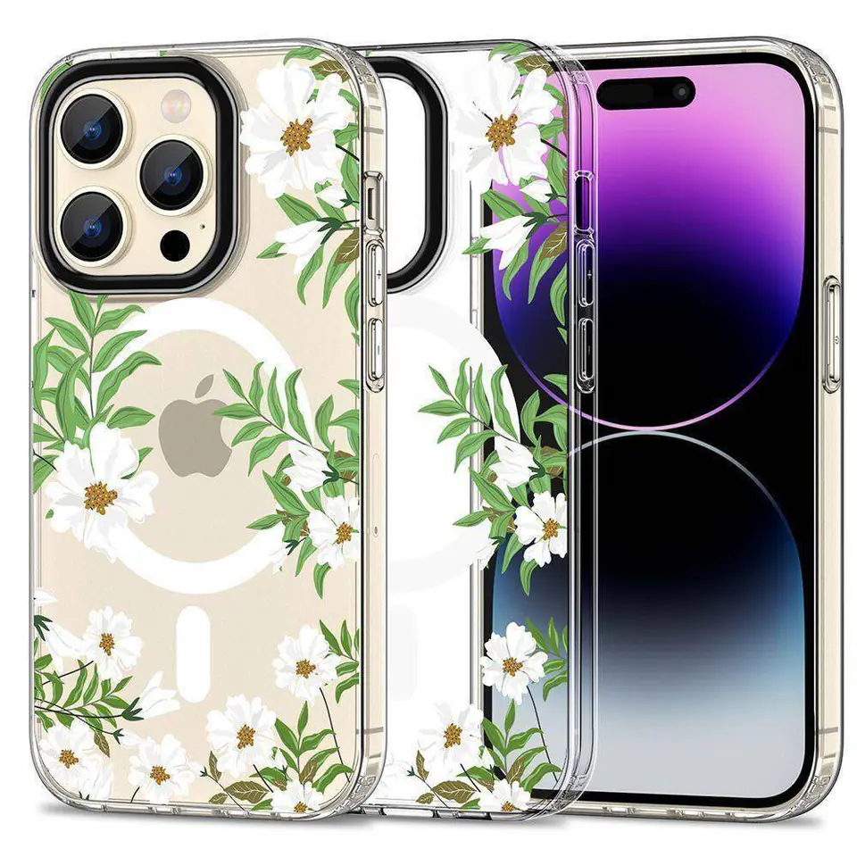 ⁨Etui APPLE IPHONE 15 PRO Tech-Protect MagMood MagSafe Spring Daisy transparentne⁩ w sklepie Wasserman.eu