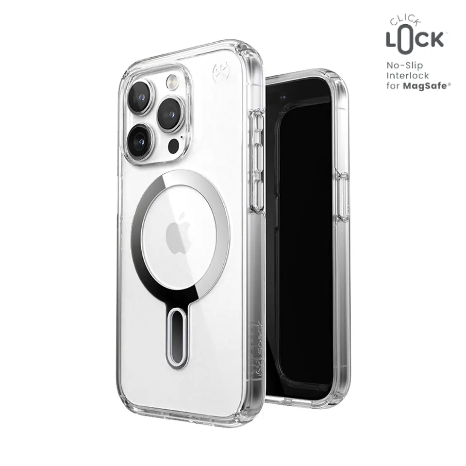 ⁨Speck Presidio Perfect-Clear ClickLock & Magsafe - Etui iPhone 15 Pro (Clear / Chrome Finish / Serene Silver)⁩ w sklepie Wasserman.eu