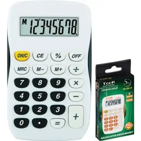 ⁨Kalkulator kieszonkowy TR-295 TOOR biało-czarny 120-1769⁩ w sklepie Wasserman.eu