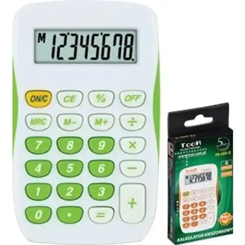 ⁨Kalkulator kieszonkowy TR-295 TOOR biało-zielony 120-1770⁩ w sklepie Wasserman.eu