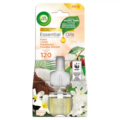 ⁨Air Wick Essential Oils wkład do elektrycznego odświeżacza Kokos i Kwiat Migdałowca 19ml⁩ w sklepie Wasserman.eu