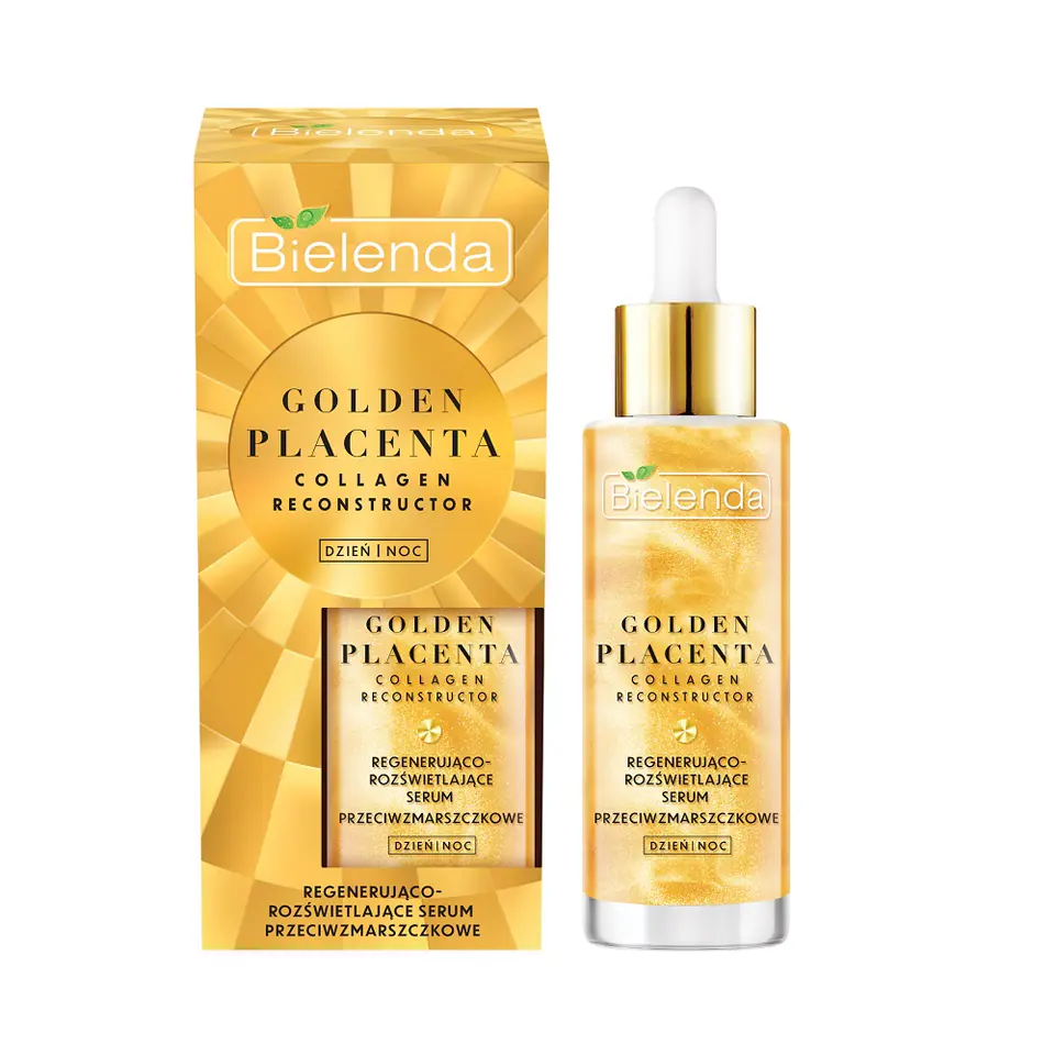 ⁨Bielenda Golden Placenta Regenerating Illuminating Anti-Wrinkle Serum for Day and Night 30g⁩ at Wasserman.eu