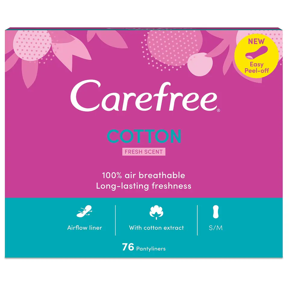 ⁨Carefree Cotton wkładki higieniczne świeży zapach 76szt⁩ w sklepie Wasserman.eu