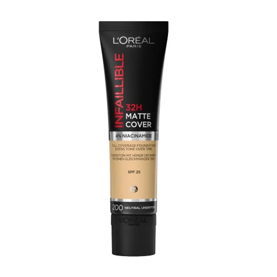 ⁨L'Oreal Paris Infallible 32H Matte Cover Foundation długotrwały podkład matujący 200 Neutral Undertone/Golden Beige 30ml⁩ w sklepie Wasserman.eu