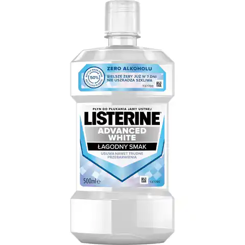 ⁨Listerine Advanced White płyn do płukania jamy ustnej Mild Taste 500ml⁩ w sklepie Wasserman.eu