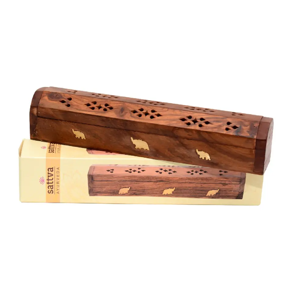 SATTVA Ayurveda Incence Wooden Box Elephant pudełko drewniane na kadzidło z motywem słonia w sklepie Wasserman.eu