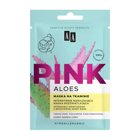 ⁨AA Aloes Pink intensywnie nawilżająca maska rozświetlająca na tkaninie 18ml⁩ w sklepie Wasserman.eu