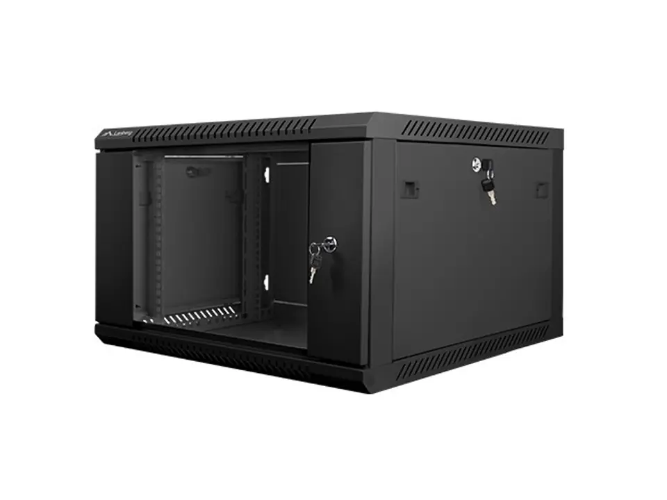 Hanging cabinet 19'' 6U 600X600mm black (glass door) at Wasserman.eu