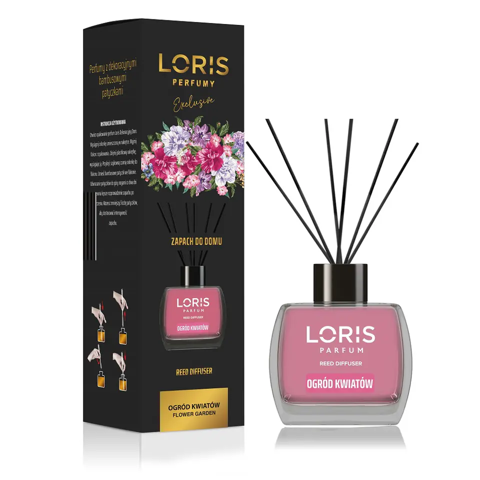 LORIS Reed Diffuser dyfuzor zapachowy z patyczkami Ogród Kwiatów 120ml w sklepie Wasserman.eu