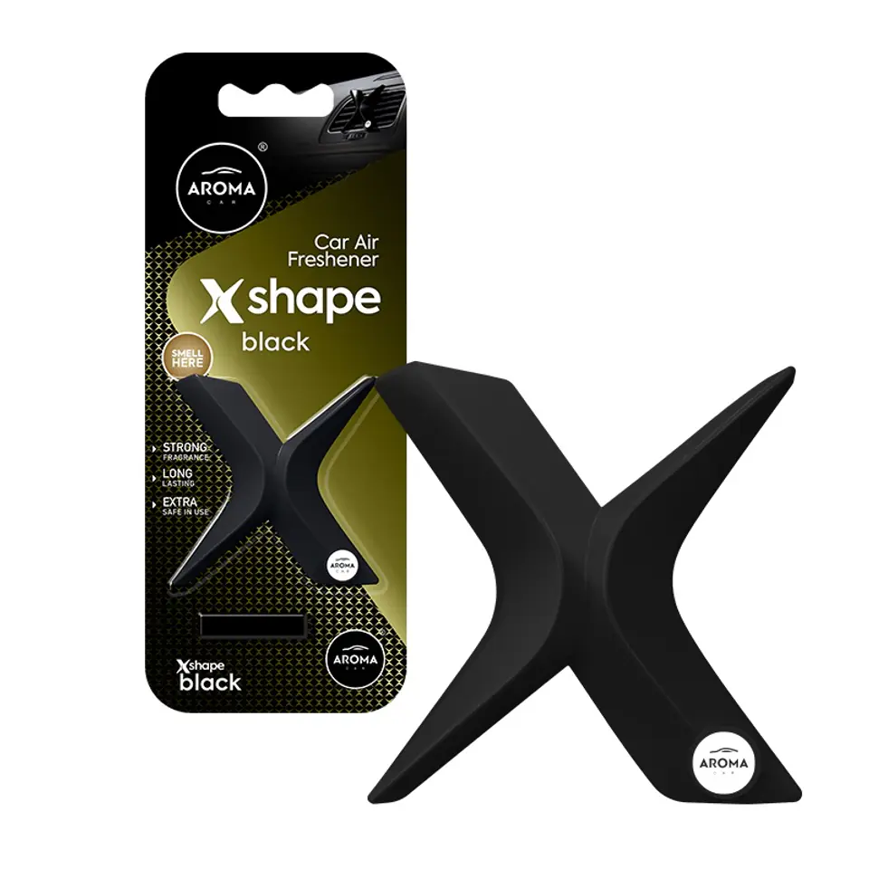 ⁨Odświeżacz powietrza aroma car x shape black⁩ w sklepie Wasserman.eu