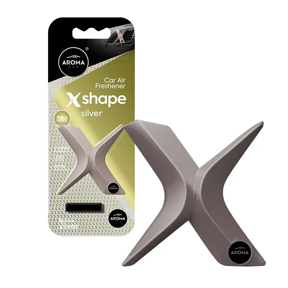 ⁨Odświeżacz powietrza aroma car x shape silver⁩ w sklepie Wasserman.eu