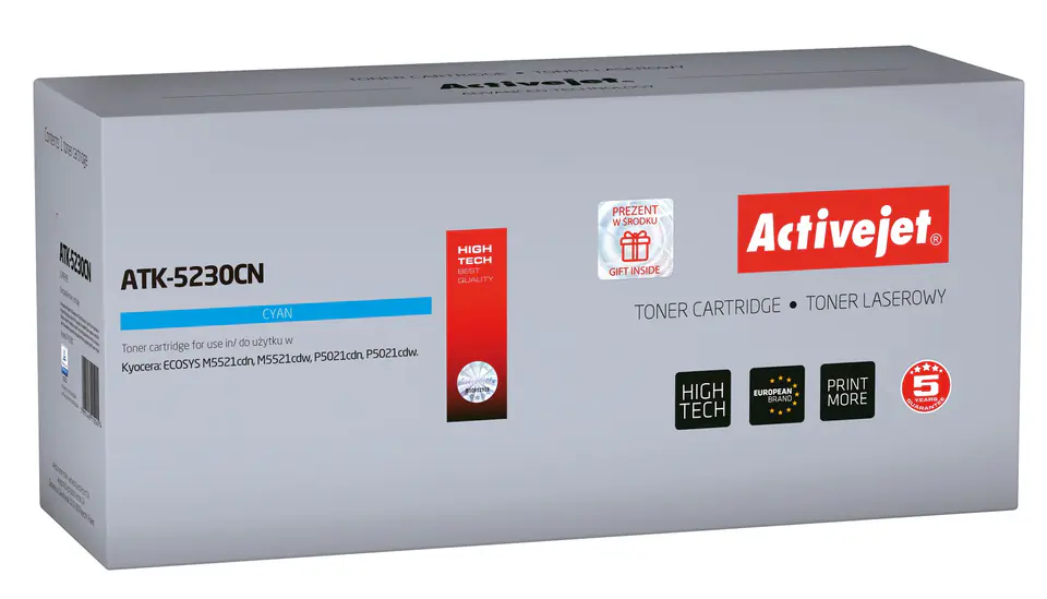 ⁨Activejet ATK-5230CN toner (replacement for Kyocera TK-5230C; Supreme; 2200 pages; cyan)⁩ at Wasserman.eu