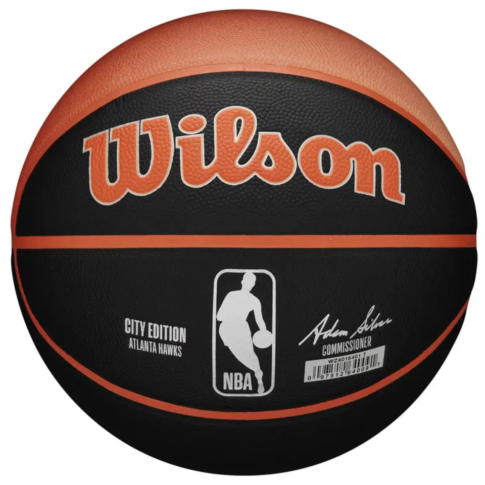 ⁨Piłka do koszykówki Wilson NBA Team City Collector Atlanta Hawks Ball (kolor Czarny, rozmiar 7)⁩ w sklepie Wasserman.eu