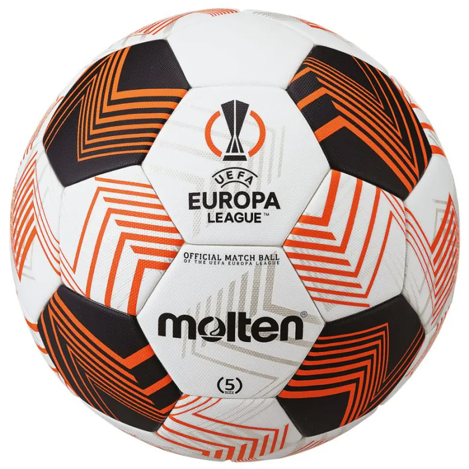 ⁨Piłka nożna Molten UEFA Europa League 2023/24 (kolor Biały. Pomarańczowy)⁩ w sklepie Wasserman.eu