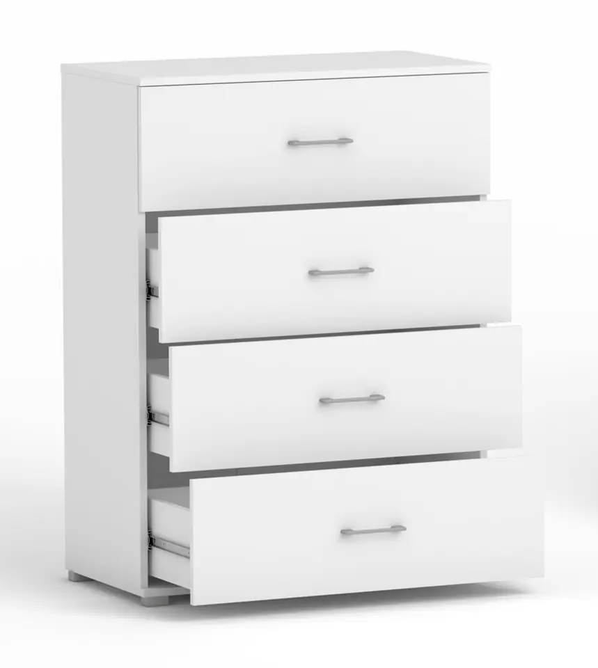 ⁨Komoda POLA 4s biala - 4 szerokości do wyboru. pojemna komoda na ubrania. Komoda z 4 szufladami w kolorze czarny, rożne szerokości i głebokośc.⁩ w sklepie Wasserman.eu