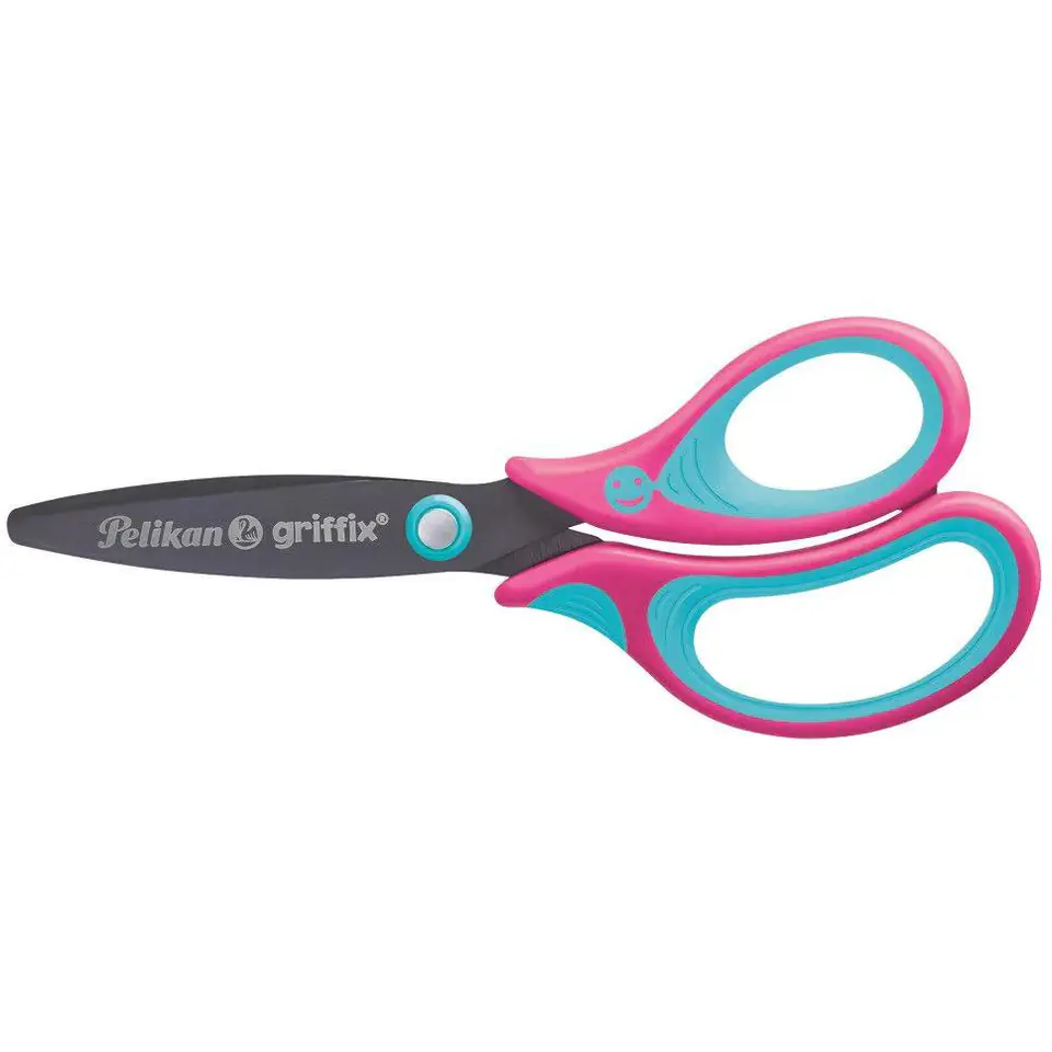 Nożyczki Griffix ergonomiczne 14cm zaokrąglone różowe 819114 PELIKAN w sklepie Wasserman.eu