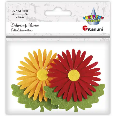 ⁨Filcowe dekoracje 3D kwiaty 2szt. 72x72mm 472946 TITANUM⁩ w sklepie Wasserman.eu