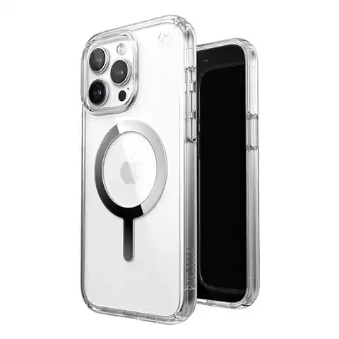 ⁨Speck Presidio Perfect-Clear MagSafe - Etui iPhone 15 Pro Max (Clear / Chrome Finish / Serene Silver)⁩ w sklepie Wasserman.eu