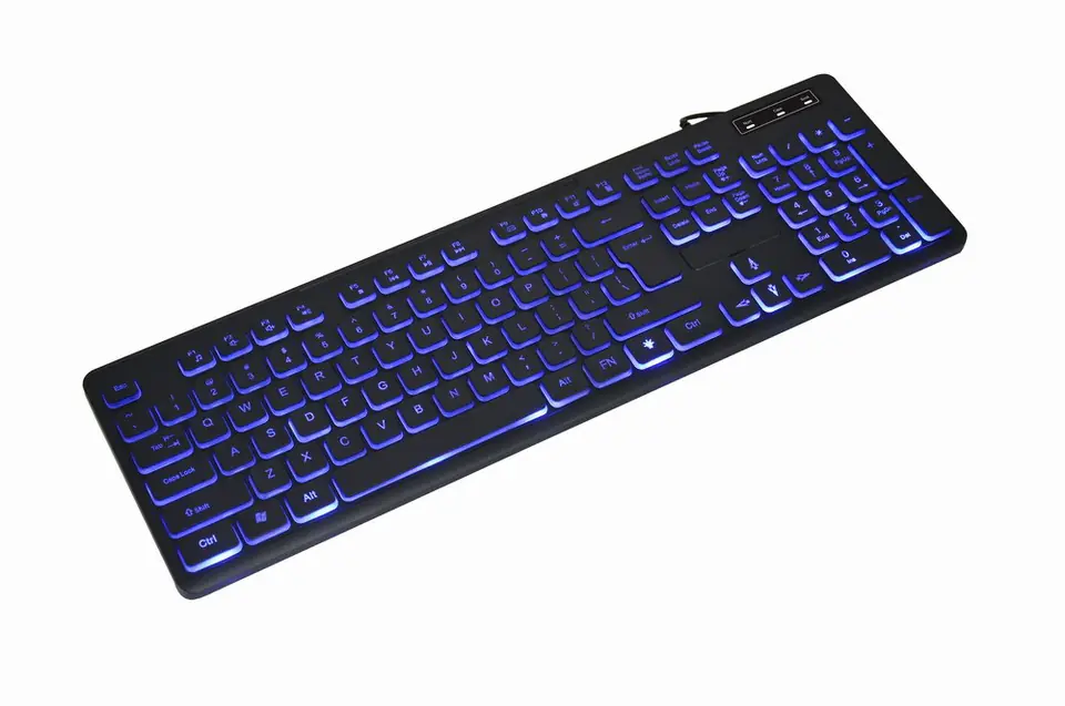 GEMBIRD KLAWIATURA MULTIMEDIALNA Z TRÓJKOLOROWYM PODŚWIETLENIEM USB, US LAYOUT, CZARNA w sklepie Wasserman.eu