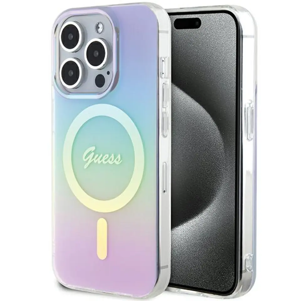 ⁨Guess GUHMP15XHITSU iPhone 15 Pro Max 6.7" fioletowy/purple hardcase IML Iridescent MagSafe⁩ w sklepie Wasserman.eu