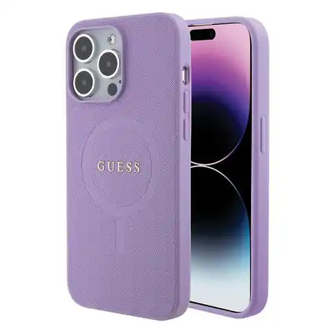 ⁨Guess GUHMP15XPSAHMCU iPhone 15 Pro Max 6.7" fioletowy/purple hardcase Saffiano MagSafe⁩ w sklepie Wasserman.eu