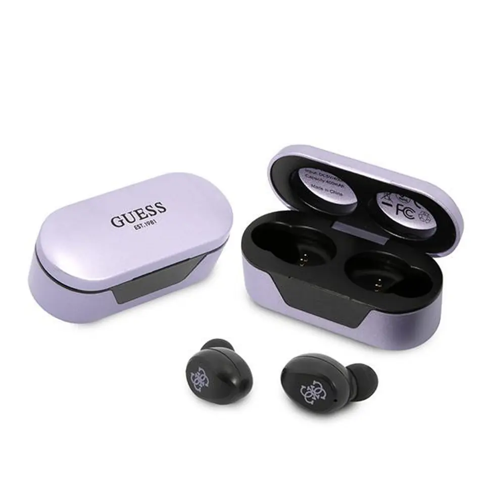 ⁨Guess słuchawki Bluetooth GUTWST31EU TWS + stacja dokująca fioletowy/purple⁩ w sklepie Wasserman.eu