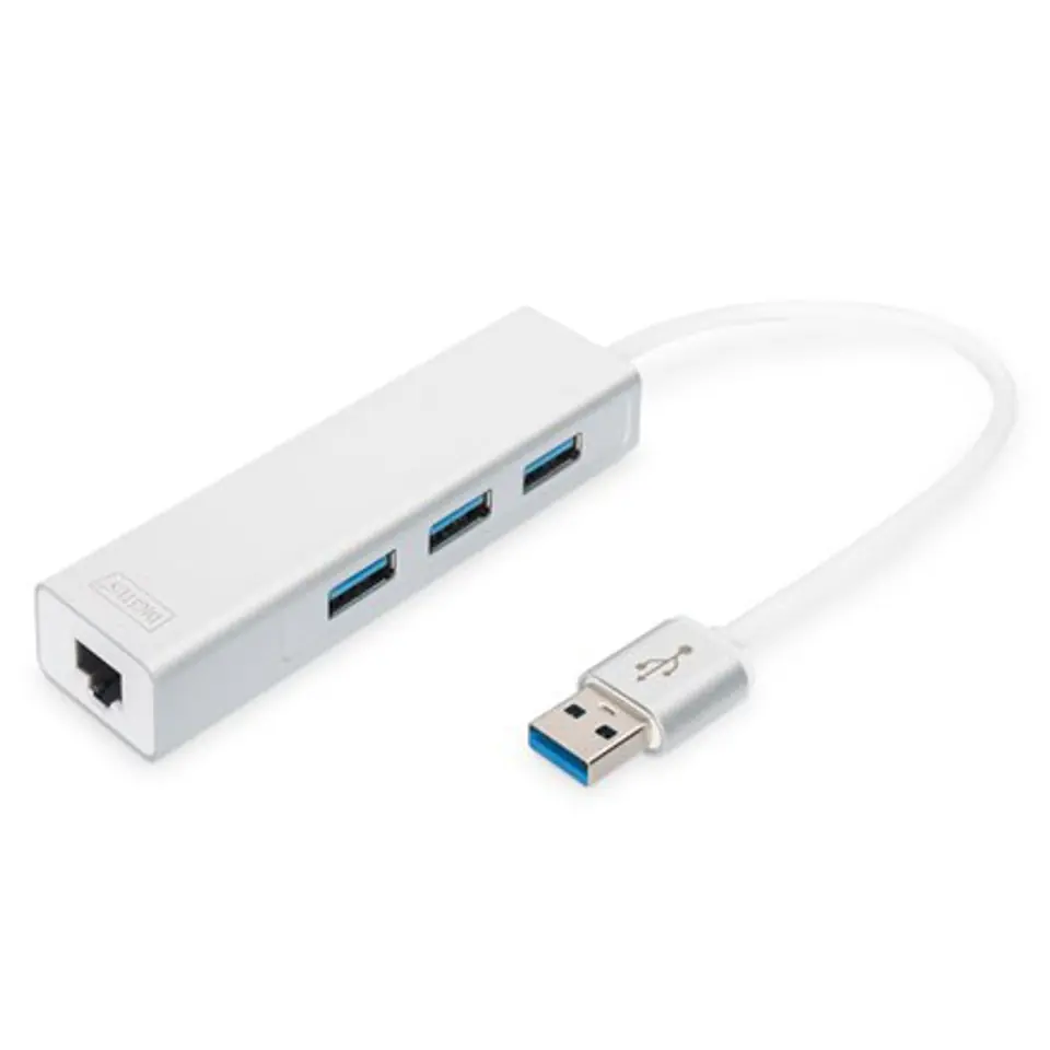 ⁨Hub USB 3.0, 3-ports Gigabit LAN adaptor⁩ at Wasserman.eu