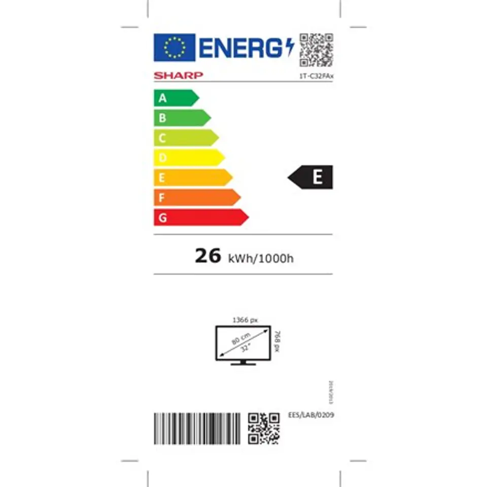 ⁨Sharp | 32FA2E | 32" (80 cm) | No Operanting system | HD | Black⁩ at Wasserman.eu