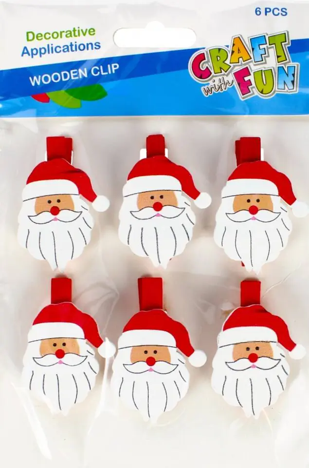 ⁨Drewniane spinacze Boże Narodzenie Mikołaj CRAFT WITH FUN 480396⁩ w sklepie Wasserman.eu