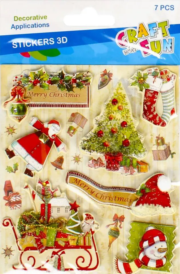 ⁨Naklejki Boże Narodzenie 3D mix  CRAFT WITH FUN 481034⁩ w sklepie Wasserman.eu