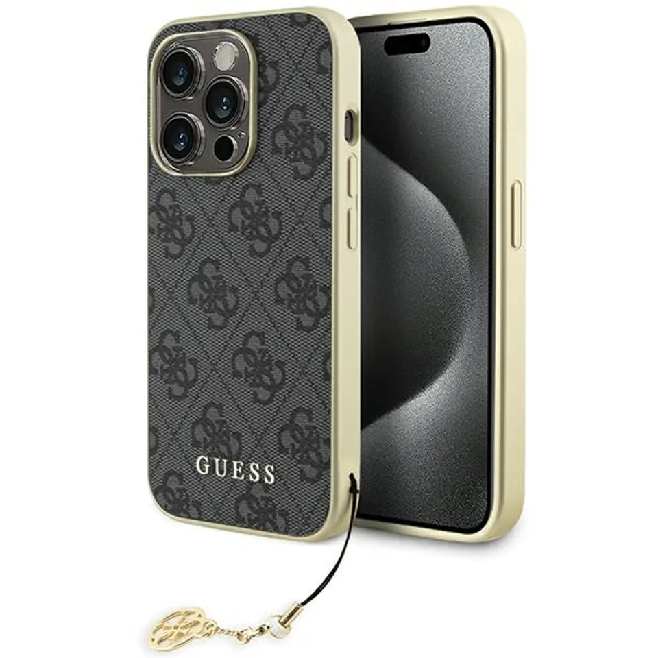 ⁨Guess GUHCP15LGF4GGR iPhone 15 Pro 6.1" szary/grey hardcase 4G Charms Collection⁩ w sklepie Wasserman.eu