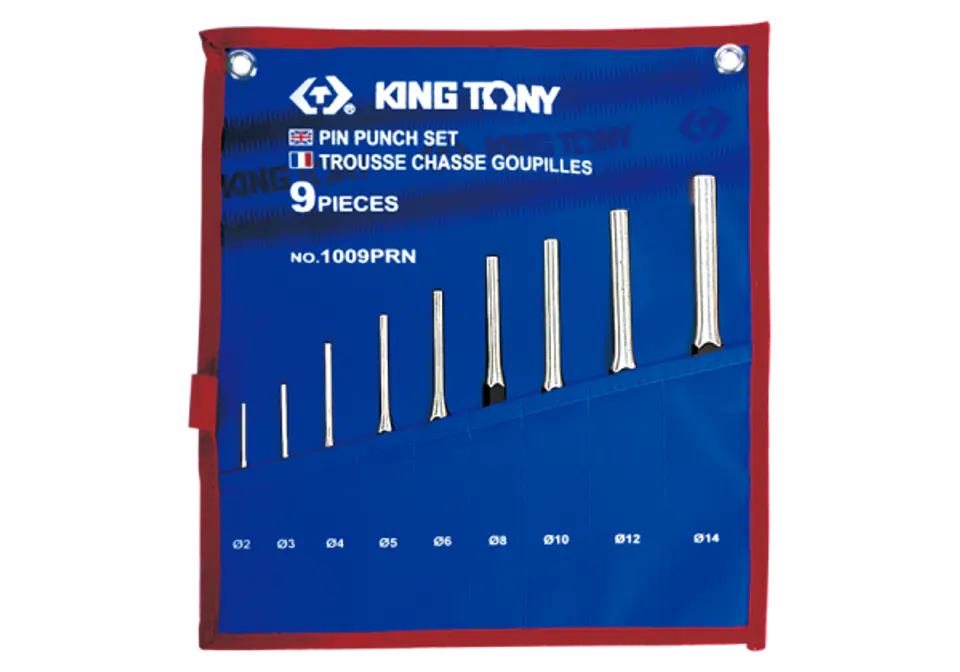 ZESTAW WYBIJAKÓW IGŁOWYCH 9 cz. 2 - 14mm, ETUI King Tony w sklepie Wasserman.eu