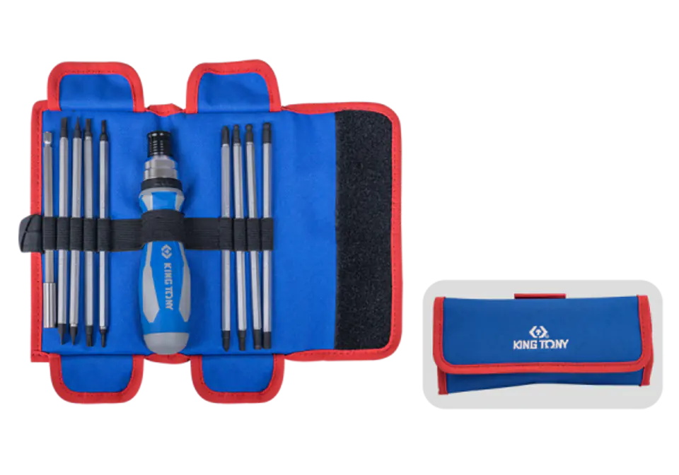 ⁨TELESKOPOWY WKRĘTAK DO BITÓW 1/4" Z GRZECHOTKĄ Z ZESTAWEM BITÓW (PH, PZ, SL, TORX, HEX) 16 cz. King Tony⁩ w sklepie Wasserman.eu