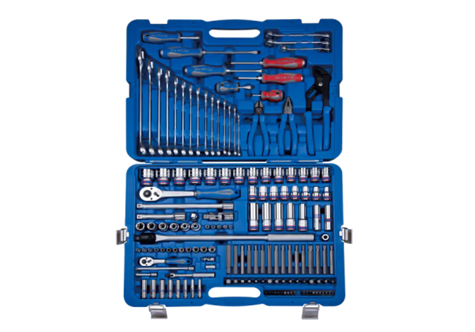 ZESTAW NARZĘDZI 153 cz., NASADKI 1/4"+1/2" 4 -32mm 6-kąt., WKRĘTAKI, SZCZYPCE, KLUCZE, BITY, WALIZKA King Tony w sklepie Wasserman.eu
