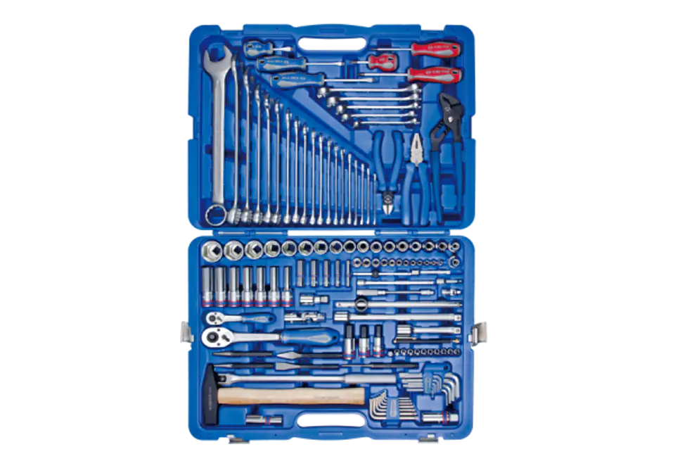 ⁨ZESTAW NARZĘDZI KING TONY, NASADKI, BITY, WKRĘTAKI, IMBUSY, MŁOTEK, SZCZYPCE 128cz. WALIZKA King Tony⁩ w sklepie Wasserman.eu