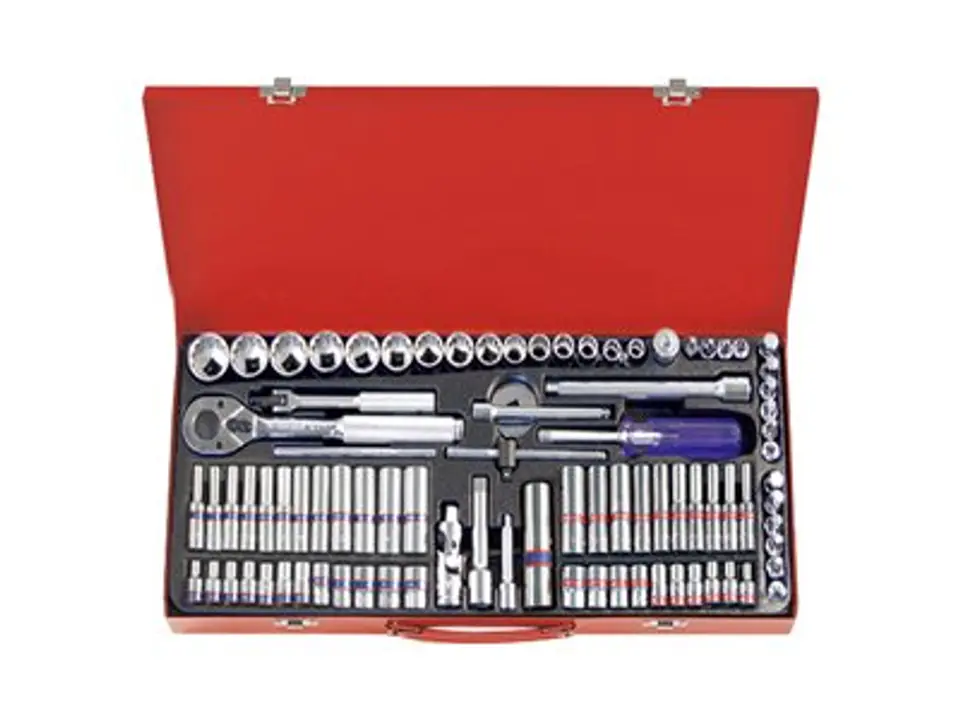 ⁨'ZESTAW NASADEK 1/4'''' +3/8" 91cz.4-22mm + CALOWE 5/32-1/2" 6/12-kąt. Z GRZECHOTKĄ I AKCESORIAMI, KASETA''' King Tony⁩ w sklepie Wasserman.eu