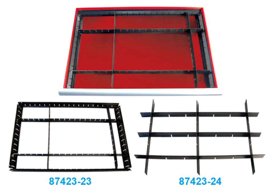 METALOWE PRZEGRODY DO SZUFLADY WÓZKA, WYMIARY: 568mm x 265mm x 40mm King Tony w sklepie Wasserman.eu