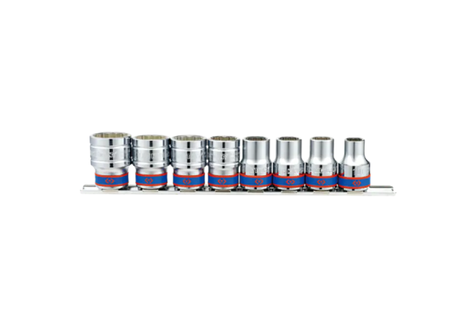 ⁨ZESTAW NASADEK 1/2" 8cz. KRÓTKIE 12-kąt. 10 - 22mm, SZYNA King Tony⁩ w sklepie Wasserman.eu
