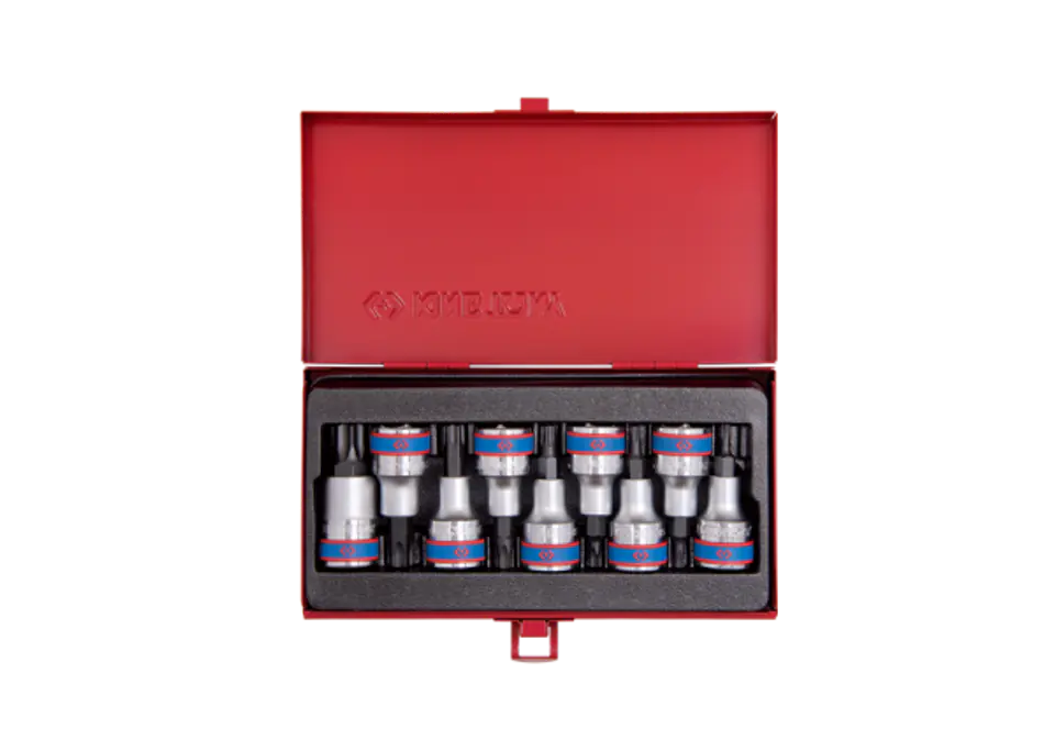 ⁨ZESTAW NASADEK Z KOŃCÓWKĄ TORX 1/2" 9 cz. KRÓTKIE T20 - T60 KASETA King Tony⁩ w sklepie Wasserman.eu