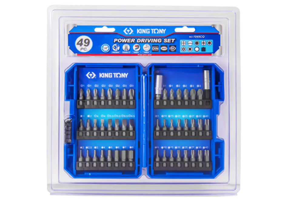 ⁨ZESTAW BITÓW 1/4" 49cz. Z UCHWYTEM 2141 + 750-50A, PŁASKIE, PH, PZ, HEX, TORX Z OTWOREM, KWADRAT King Tony⁩ w sklepie Wasserman.eu