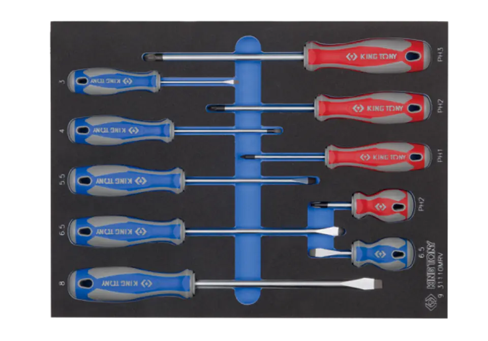 ⁨ZESTAW WKRĘTAKÓW 10 cz. KRZYŻAK + PŁASKIE, WKŁAD Z PIANKI EVA DO WÓZKA King Tony⁩ w sklepie Wasserman.eu