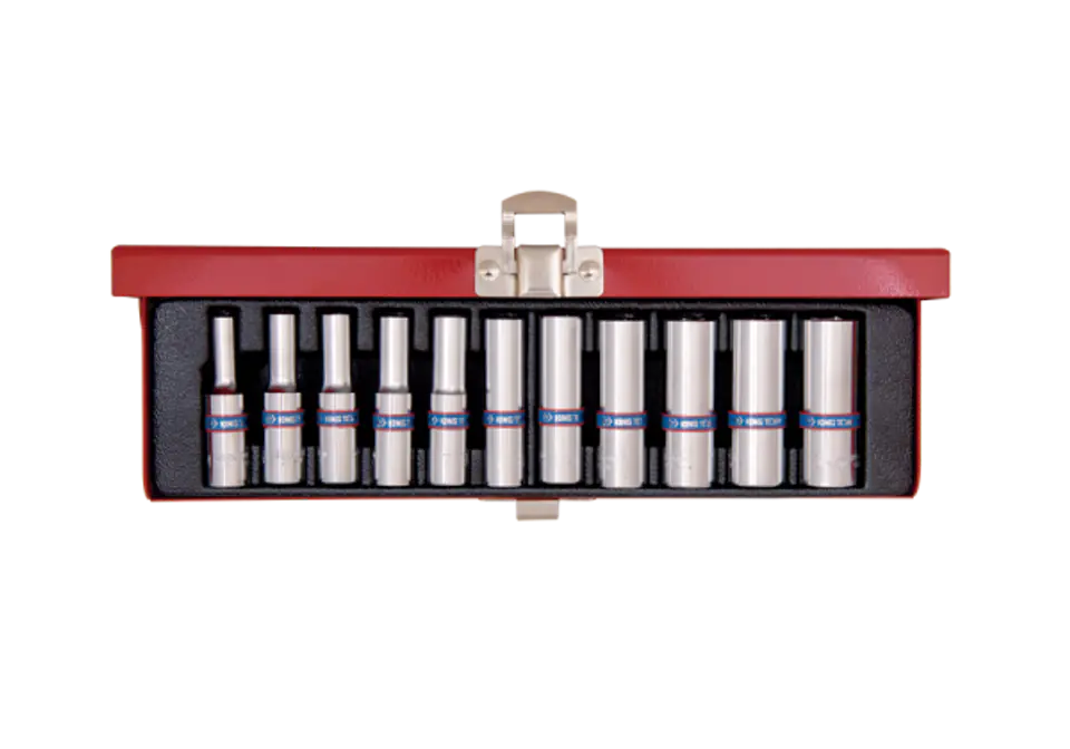 ⁨ZESTAW NASADEK 1/4" 11cz. DŁUGIE 6-kąt. 4 - 13mm, KASETA King Tony⁩ w sklepie Wasserman.eu